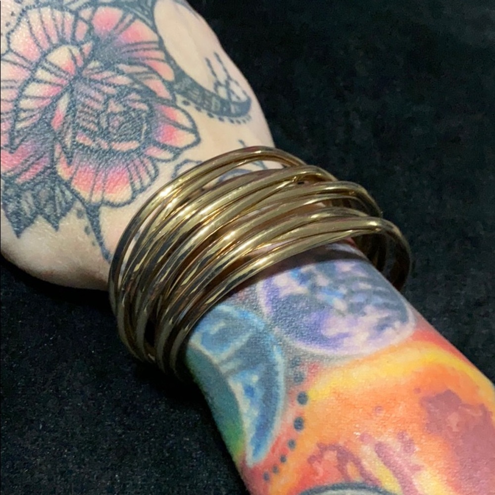 Bronze stacked illusion cuff bracelet
